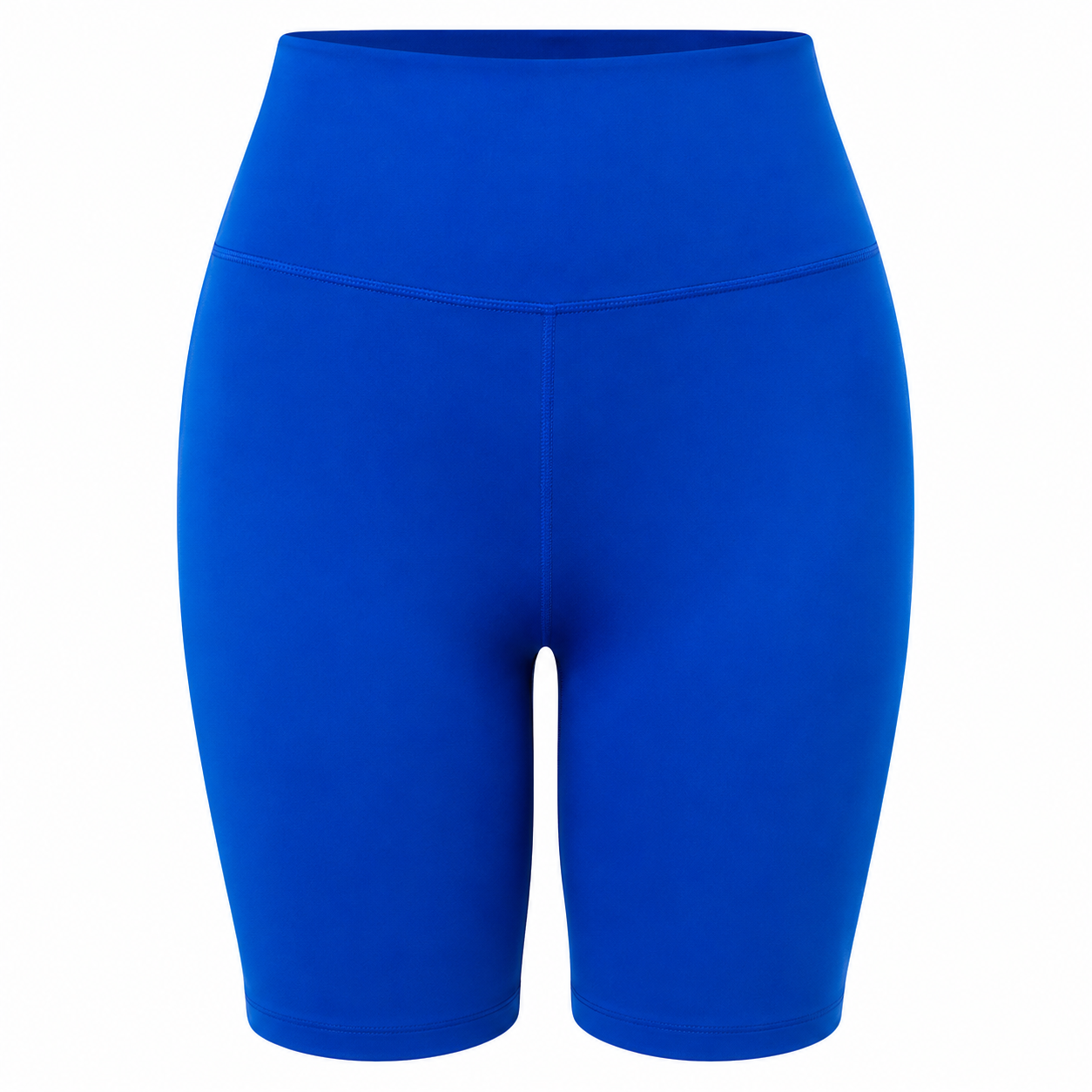 Bermuda biker plus size azul sobre fundo branco
