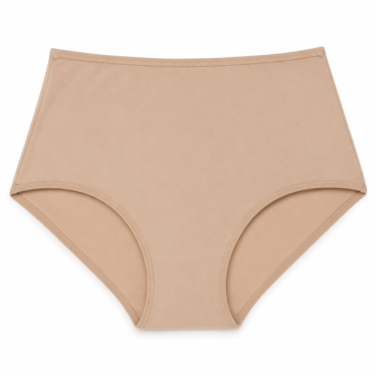 Calcinha feminina nude de cintura alta sobre fundo branco